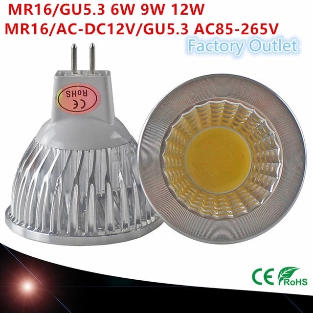  Lampada LED MR16 GU5.3 COB 6w 9w 12w  Cob..